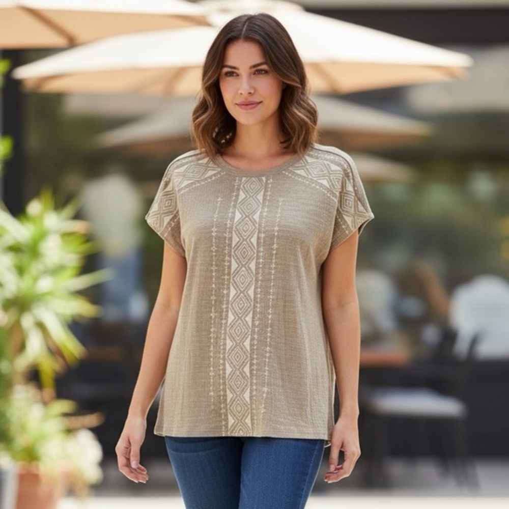 NWT Tribal Cable & Gauge Upscale Blouse XL